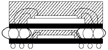 Three-dimensional system-level chip normal installation stacking packaging structure formed by sealing first and then corroding and technique method