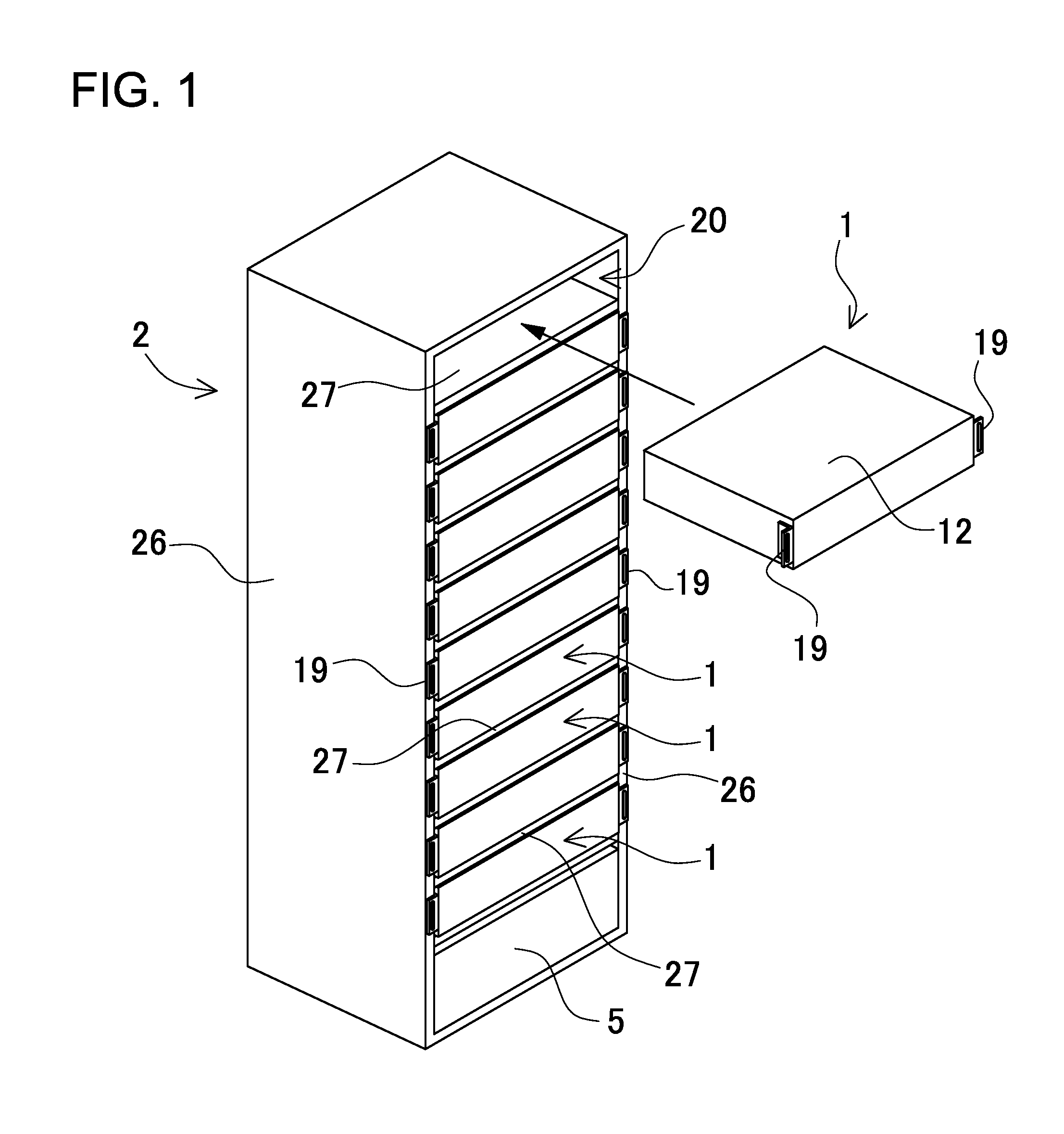 Rack-mount power supply device and battery pack including detachable connector