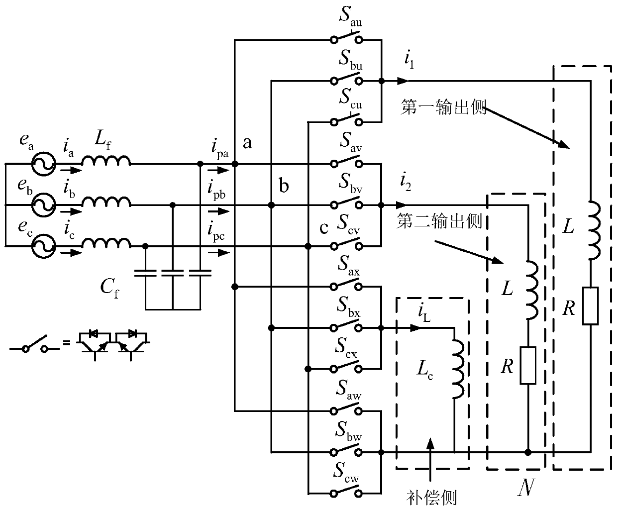 A control method for a three-phase-two-phase matrix converter