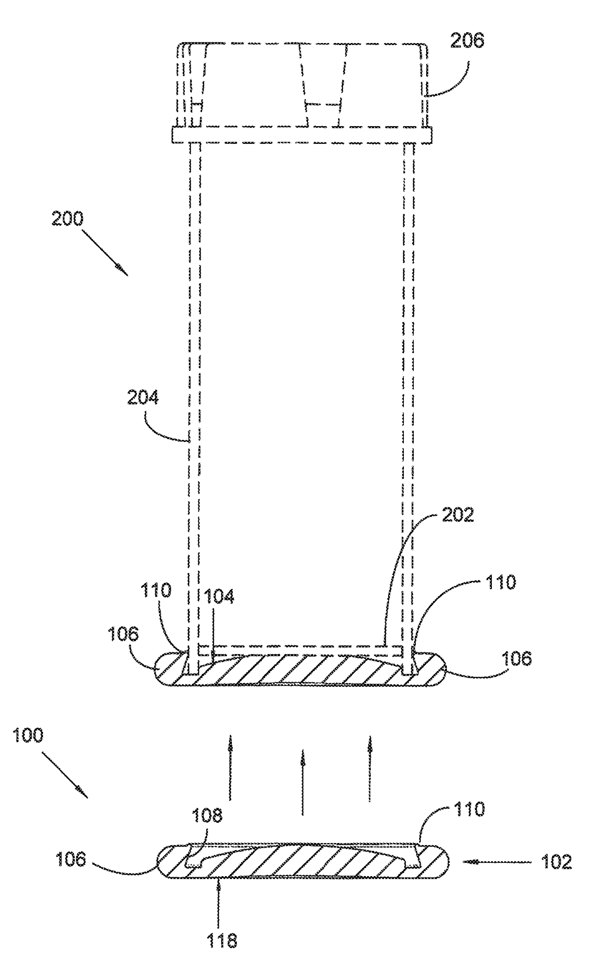 Bottle support shoe with suction base