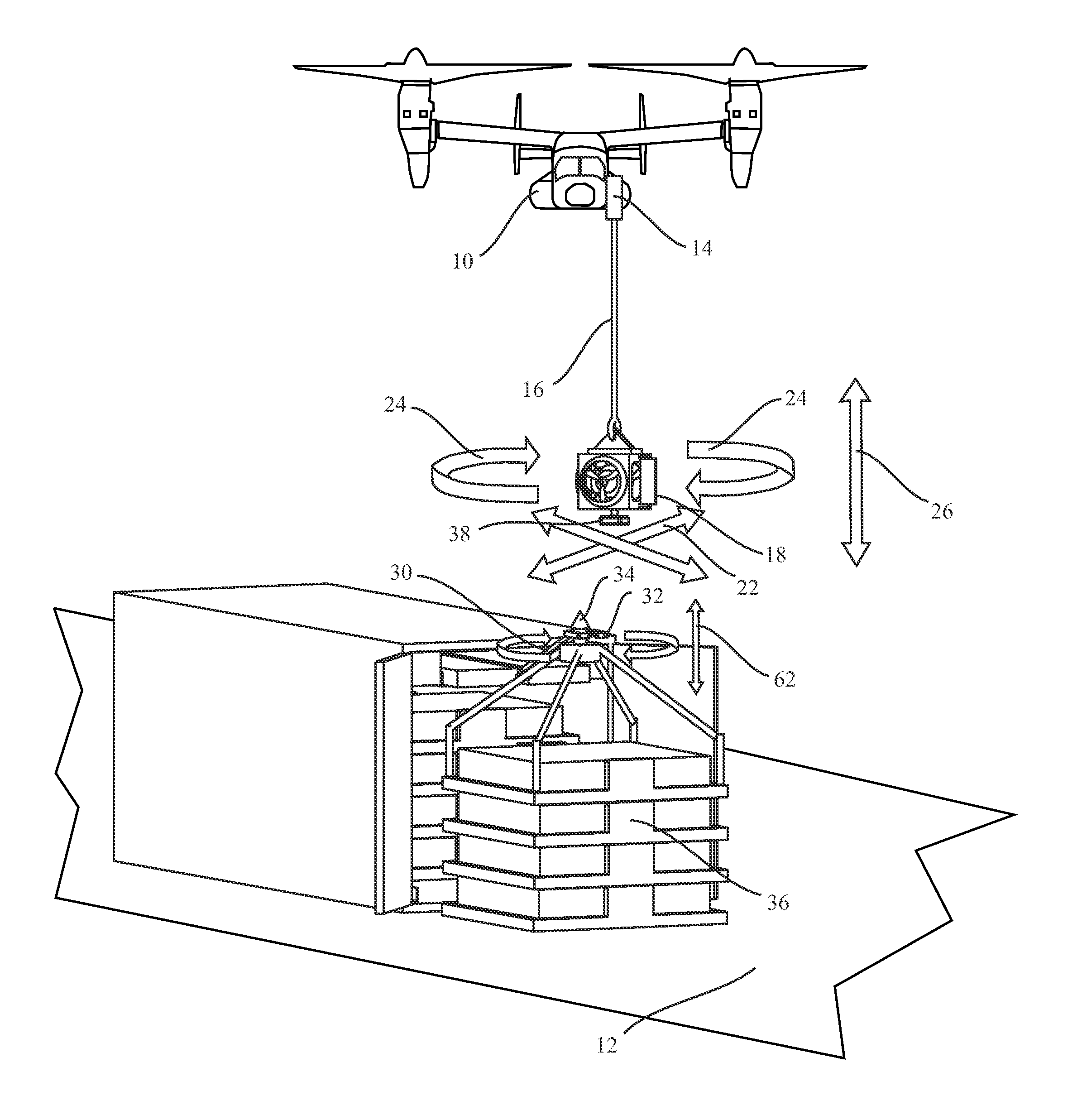 Maneuvering autonomous rotorcraft cargo attachment system with motion compensation