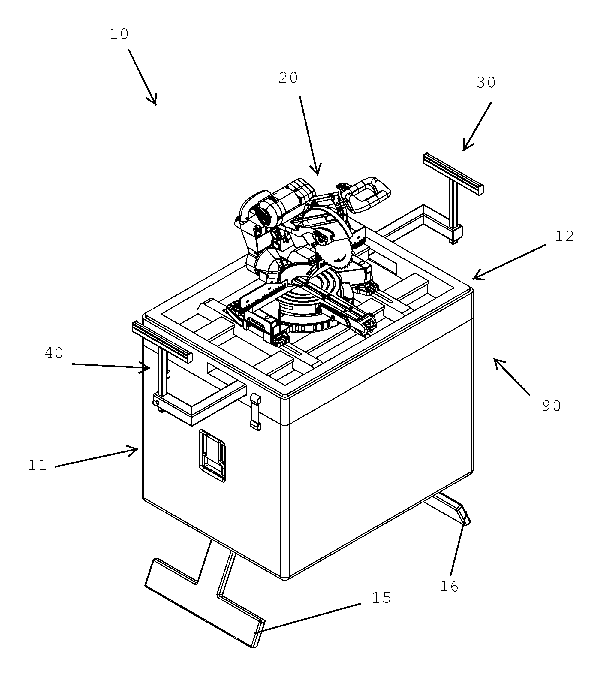 Combined chop saw and work table and associated use thereof