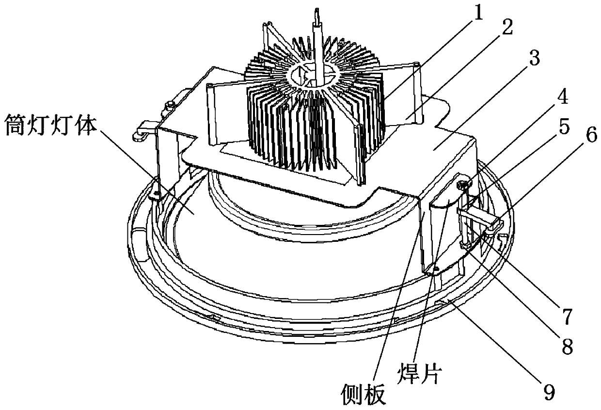 LED down lamp ceiling installing structure and installing method