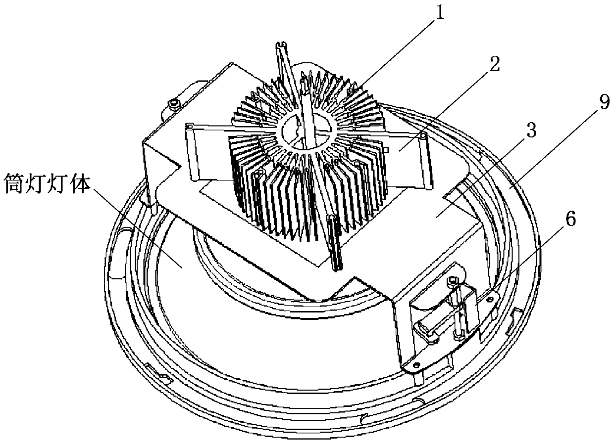 LED down lamp ceiling installing structure and installing method