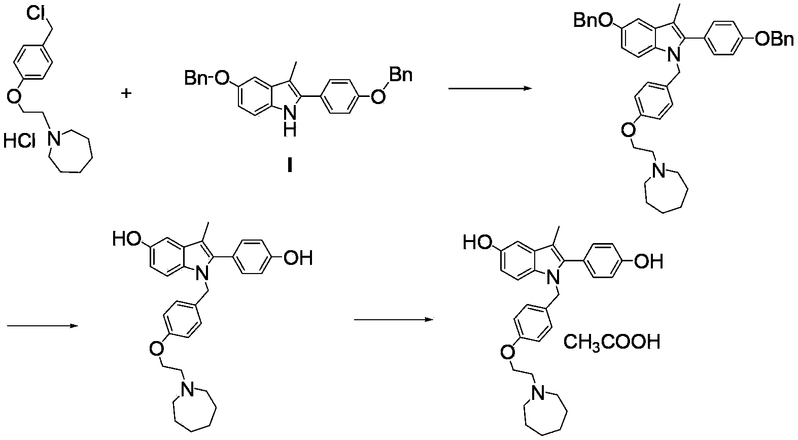 Preparation method for 5-benzyloxy-2-(4-benzyloxyphenyl)-3-methyl-1H-indole