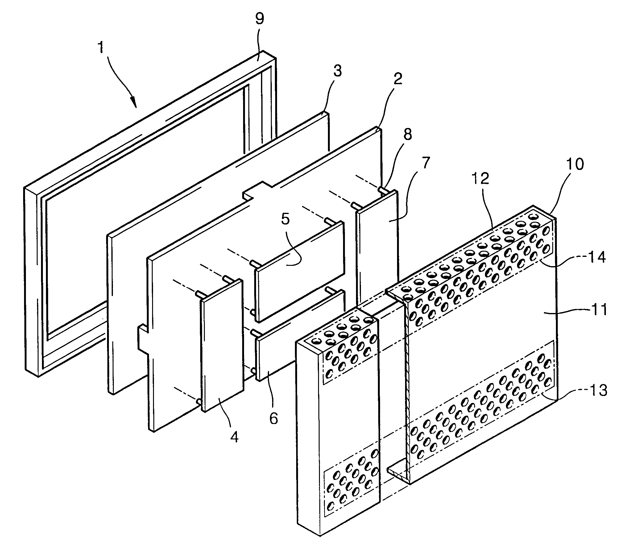 Case for covering electronic parts and display apparatus including the same