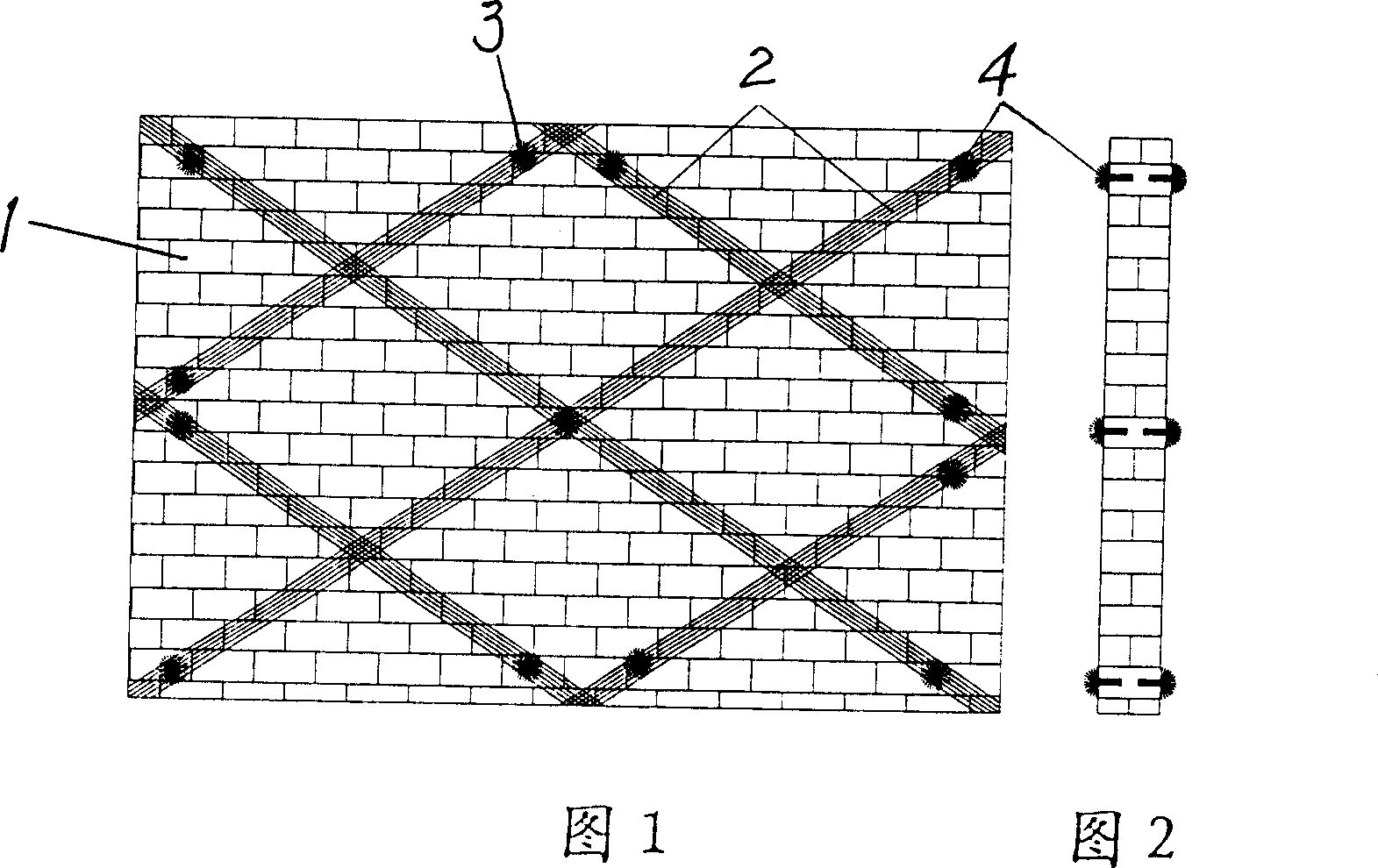 Method of reinforcing masonry with fibrous fabric and matched clasping device