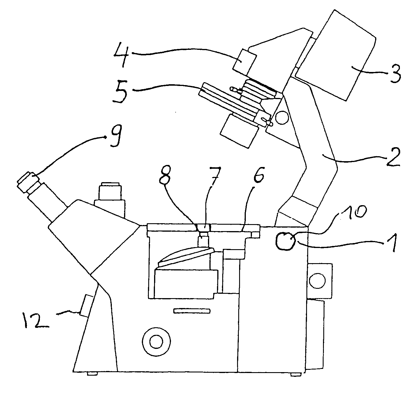 Arrangement for tilting an illumination carrier on an inverse light microscope