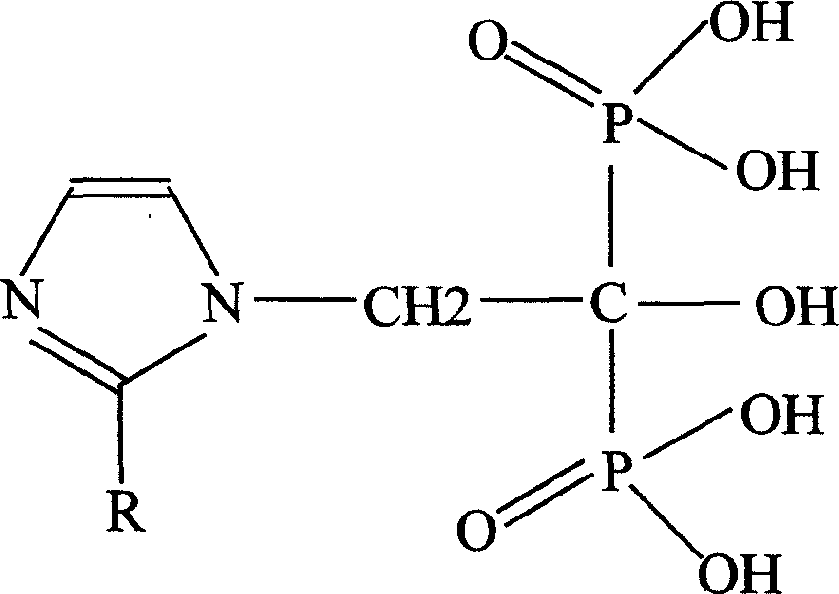 Diphospho-acid complex of radiative technetium-99m marked oxazole phosphinic acid