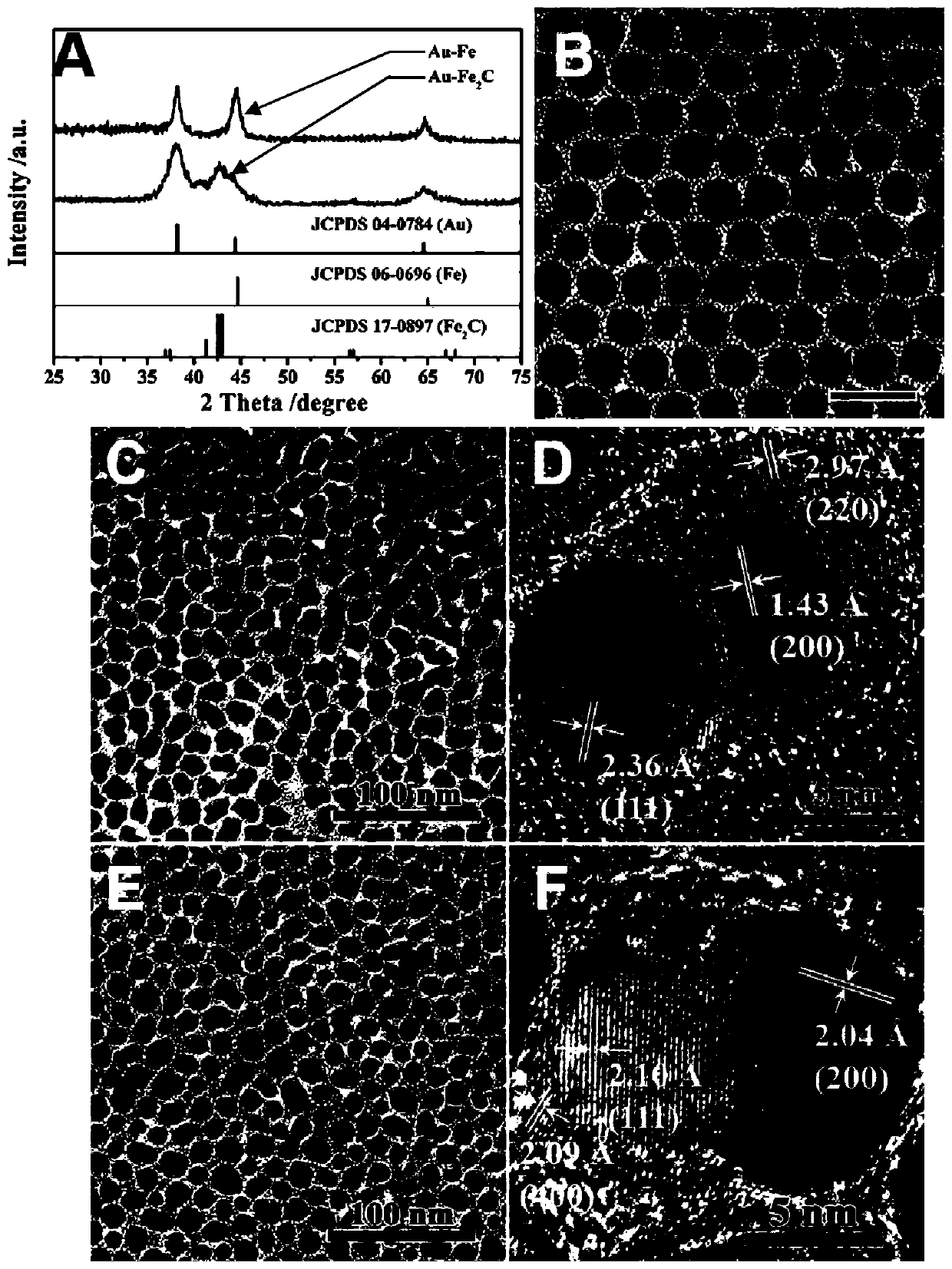 Gold/iron carbide heterogeneous nanoparticles and their preparation and application