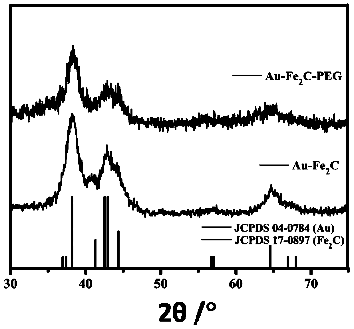 Gold/iron carbide heterogeneous nanoparticles and their preparation and application