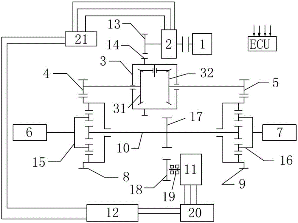 Transmission of hybrid electric vehicle and corresponding control method