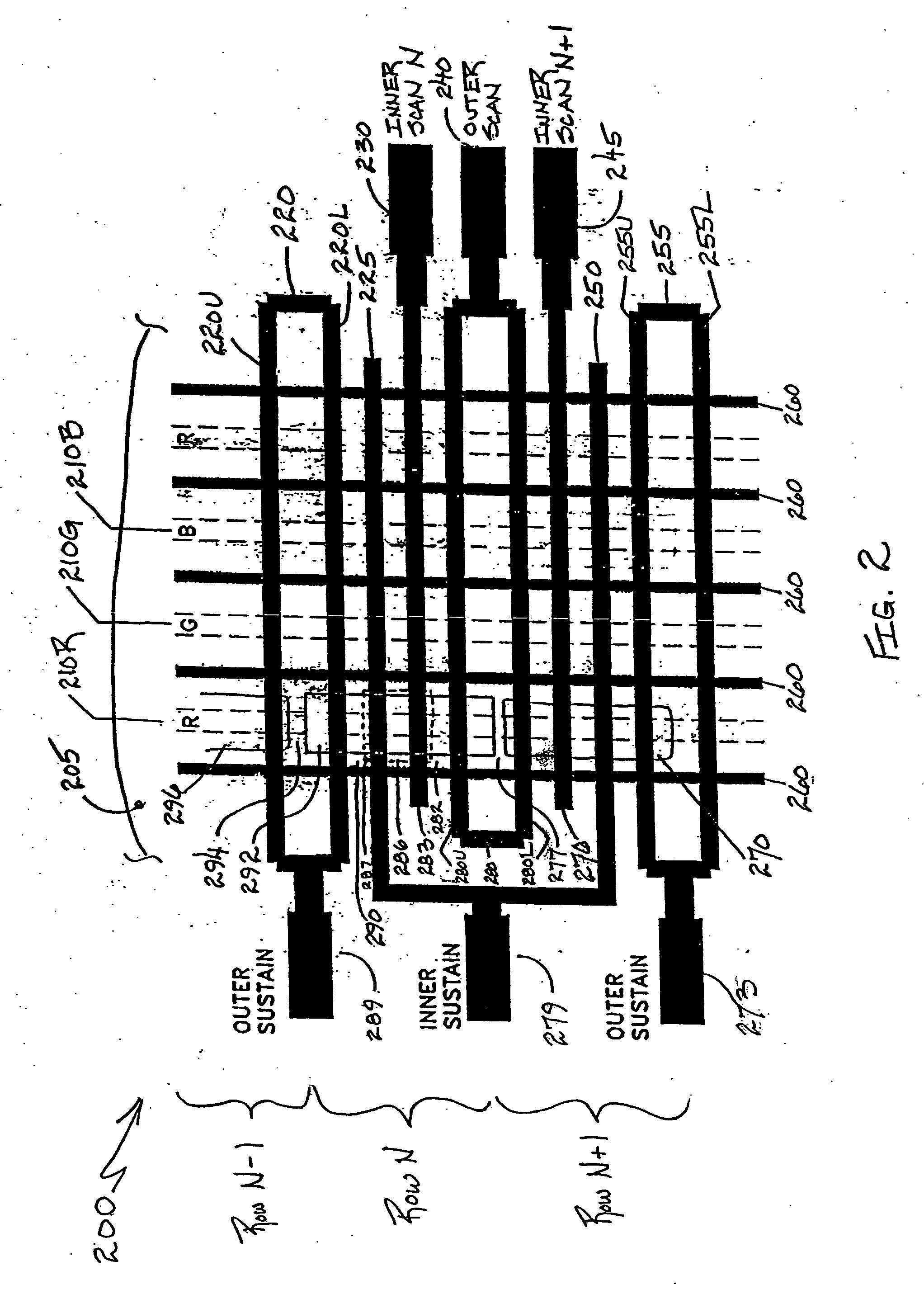 Plasma display with split electrodes