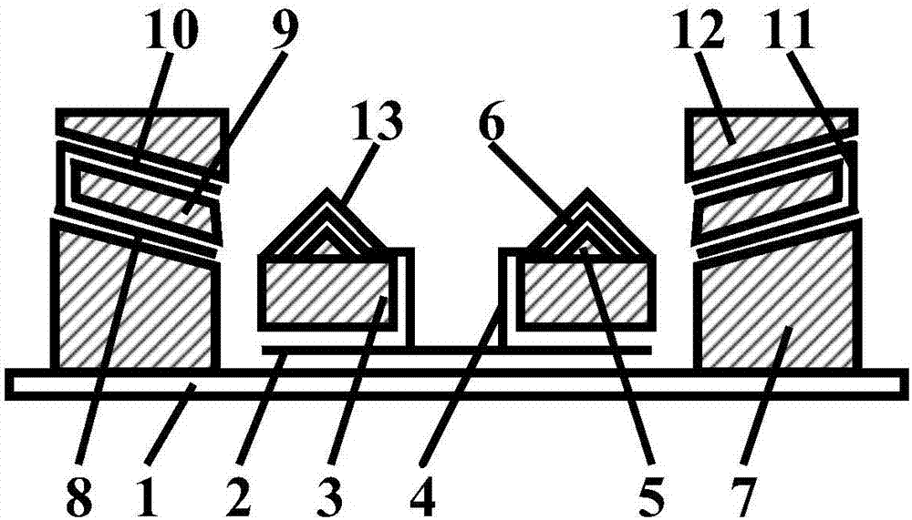 Light-emitting display with straight and parallel fork gate-controlled mouth, sharp triangle top-type cathode structure and its manufacturing process