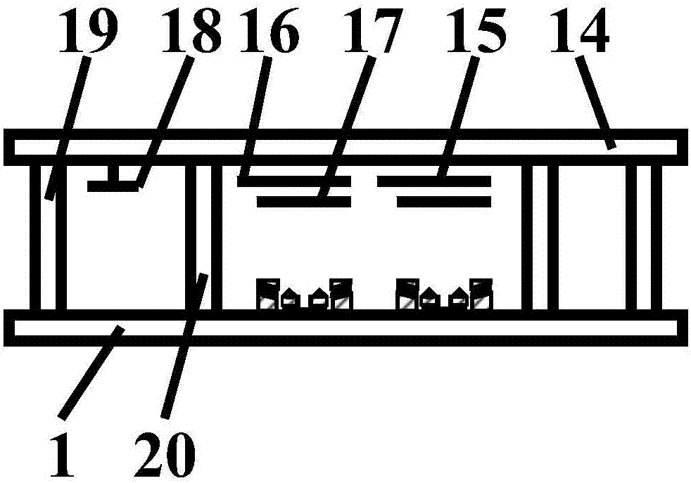 Light-emitting display with straight and parallel fork gate-controlled mouth, sharp triangle top-type cathode structure and its manufacturing process