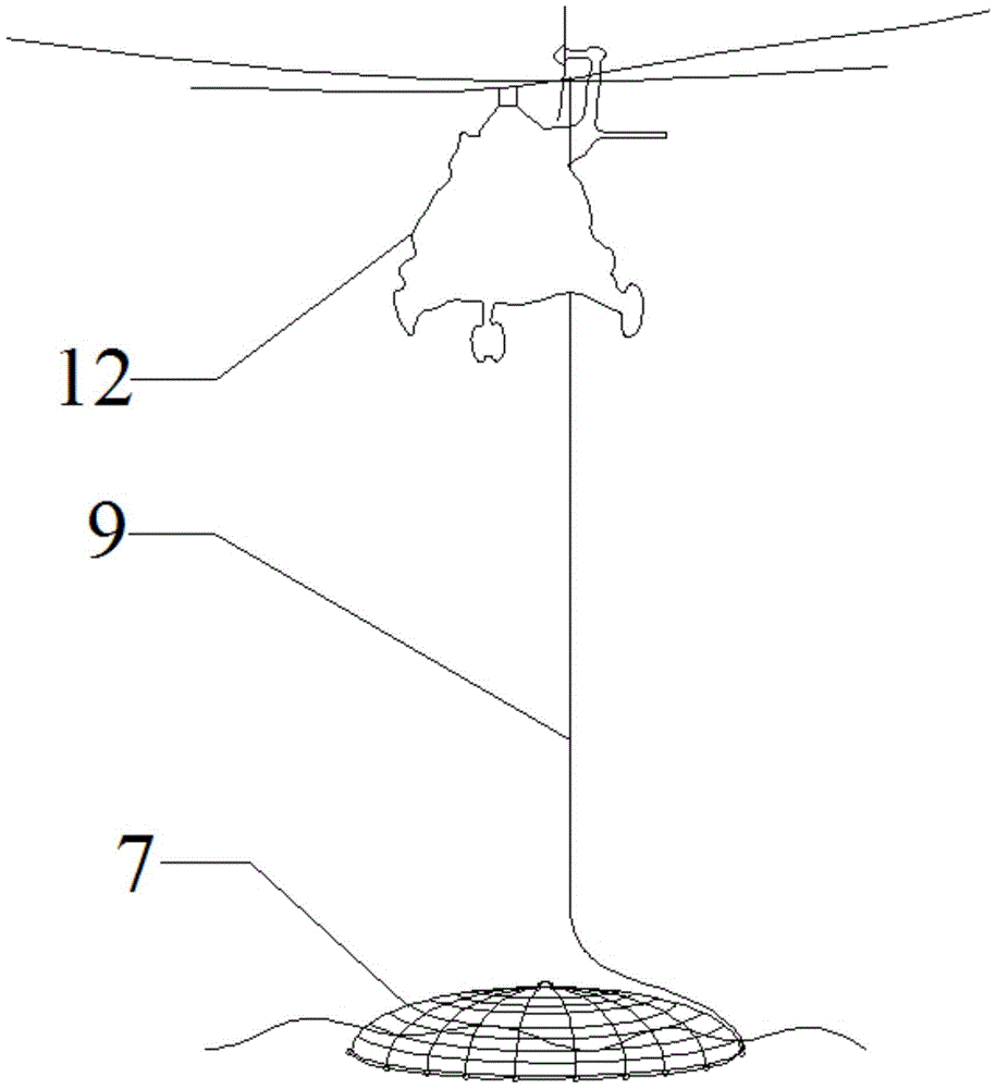 An aerial shooting net type salvage net system