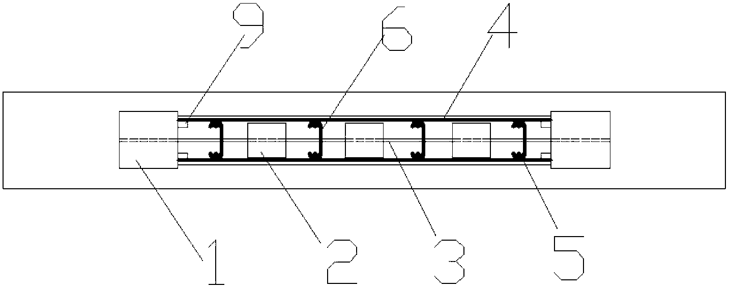 Encased concrete composite shear wall embedded with dense steel plate beams between concrete-filled steel tube columns and construction method thereof