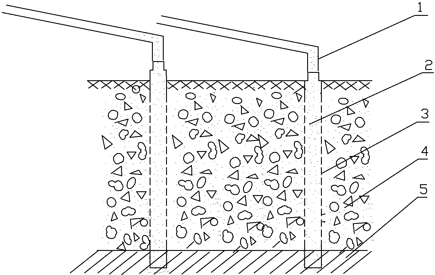 Process for forming piles on mine dumping field