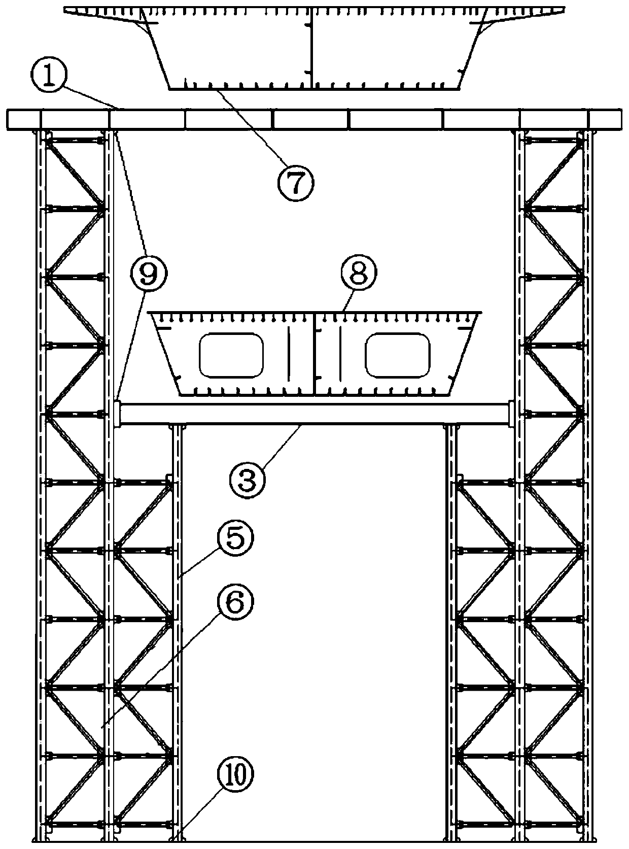 Double-layer steel box girder bridge installation method and combined support for installation