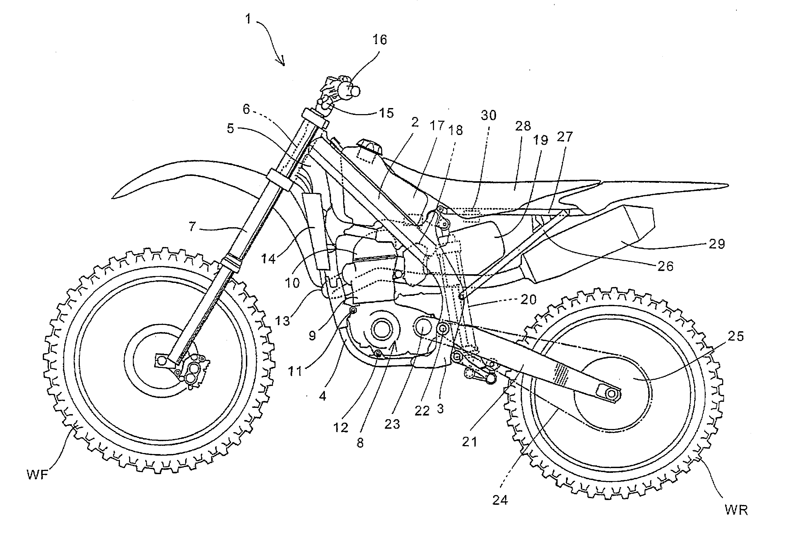 Reverse rotation preventive device for engine of motorcycle