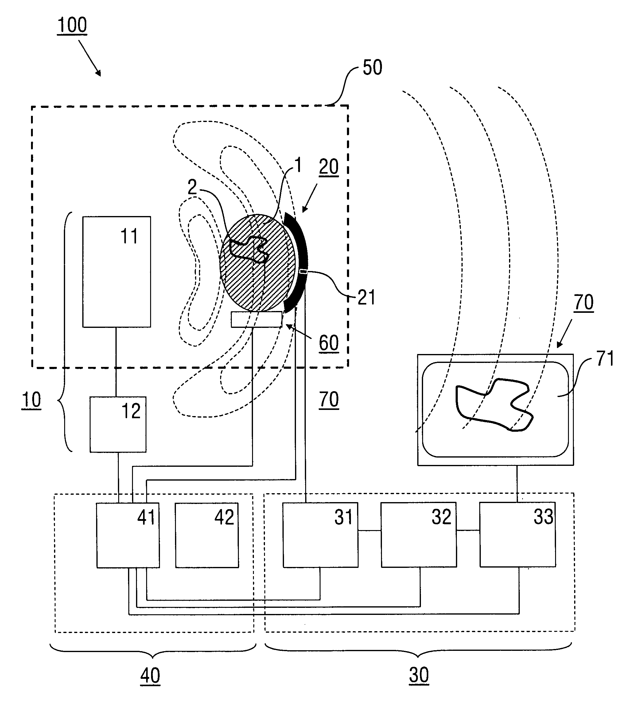 Method and device for near-field dual-wave modality imaging