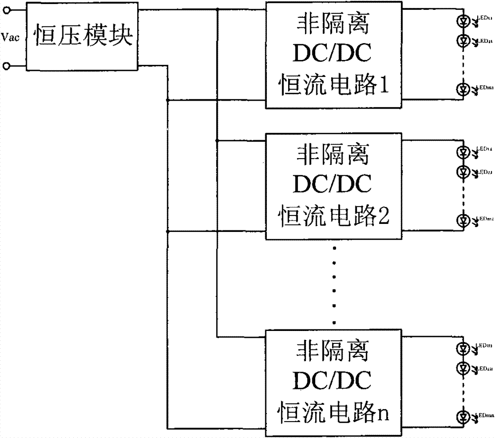 Multipath LED constant current drive circuit suitable for non-isolated converter