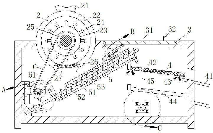 Corn threshing and screening device