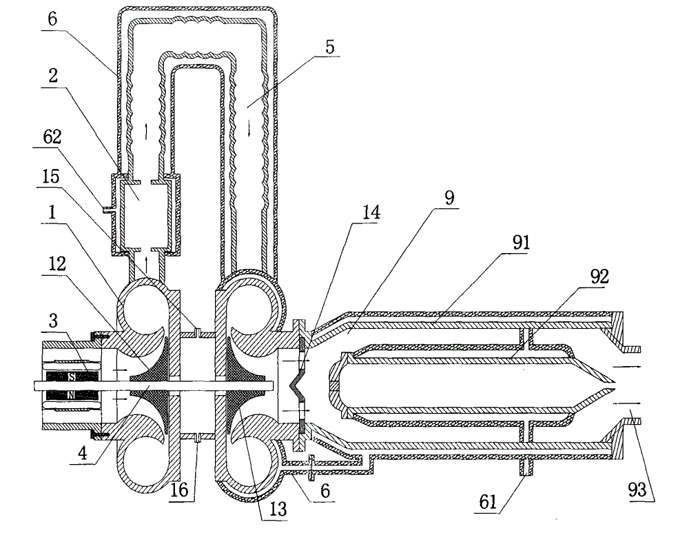 Axial-flow type thermoelectric device