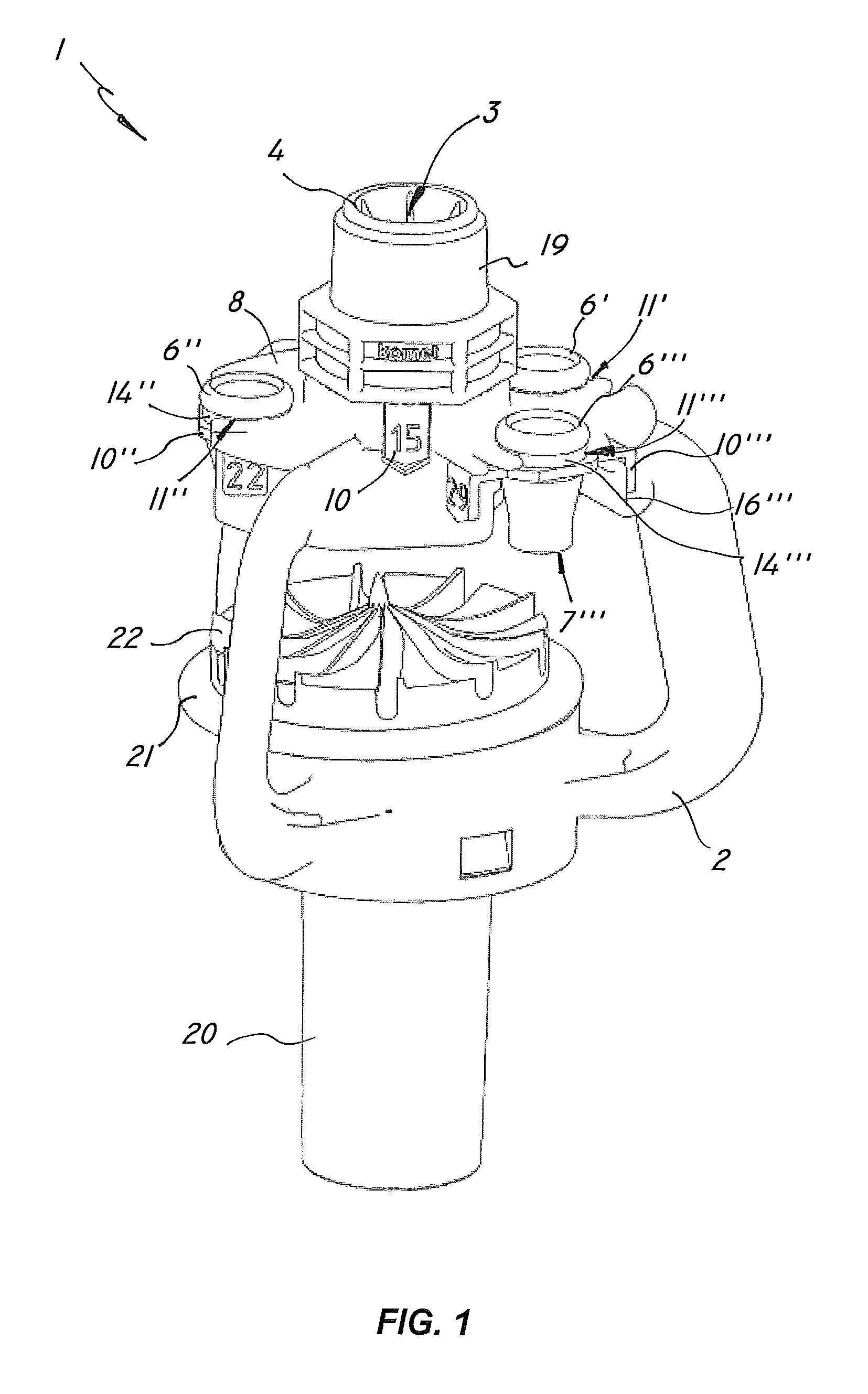 Liquid diffusing device with interchangeable nozzles