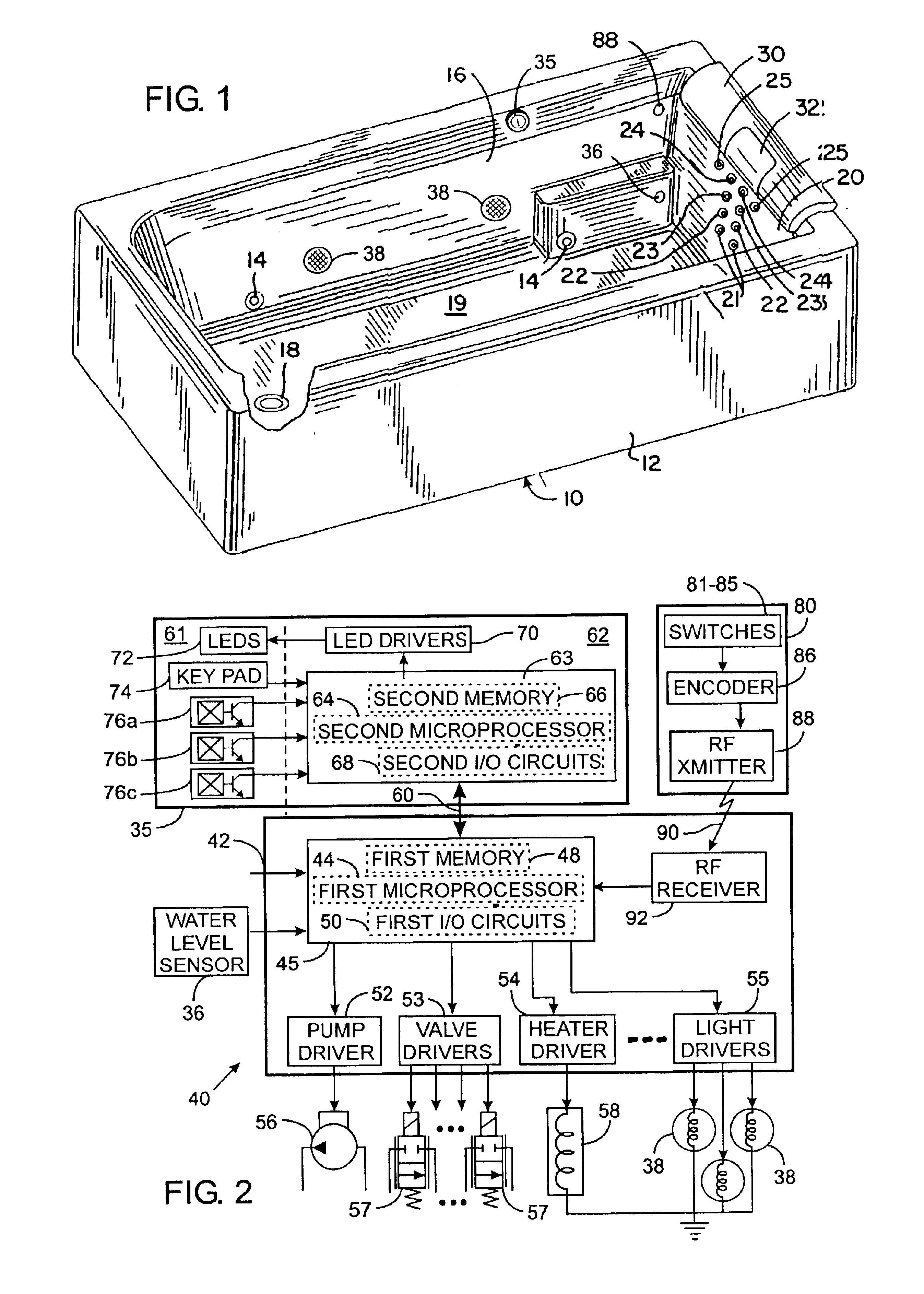 User interface for controlling a whirlpool tub