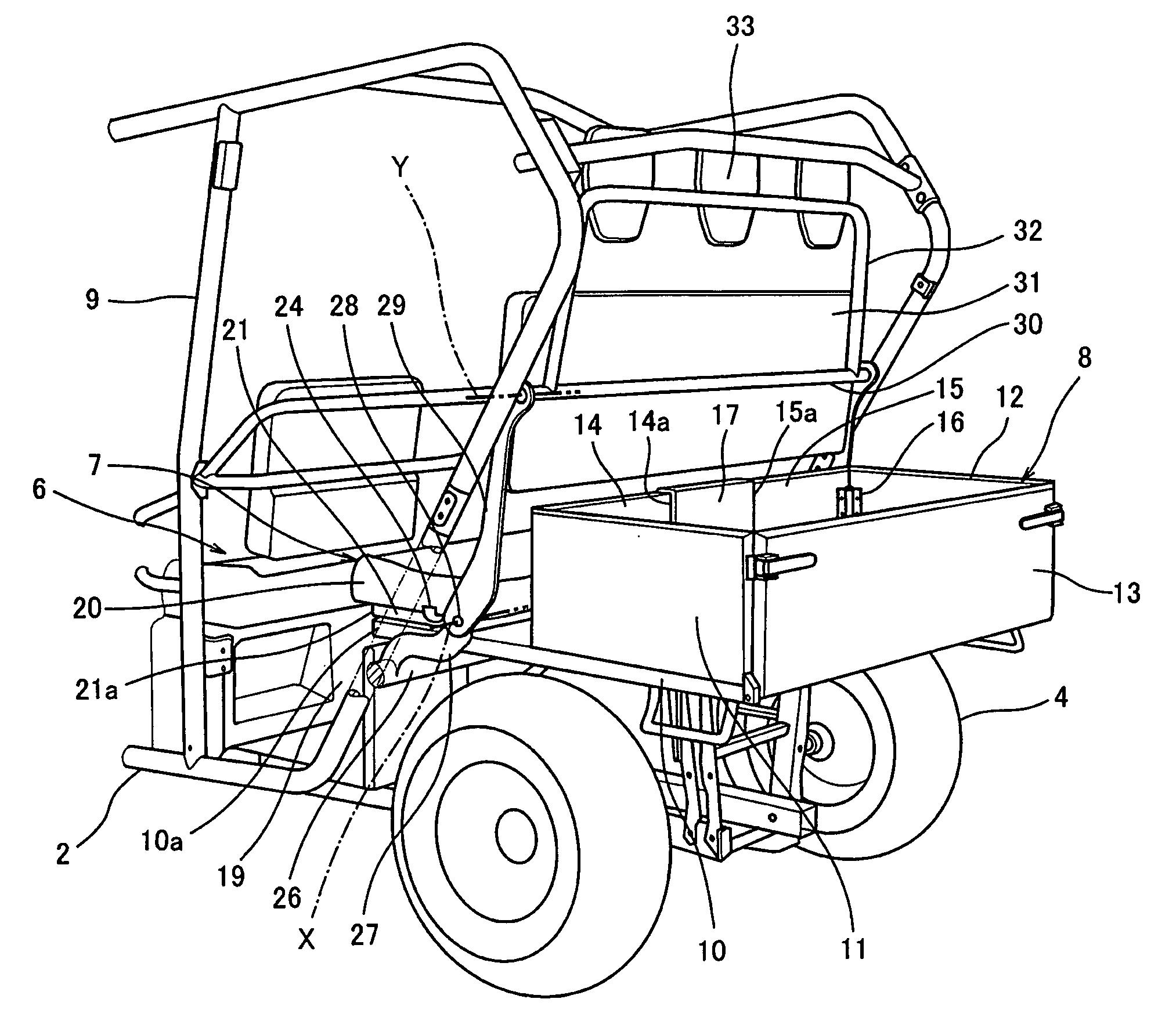 Utility vehicle equipped with extendable cargo bed