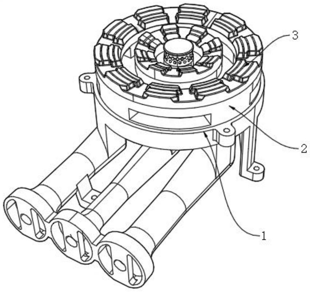 Three-cavity combustor capable of realizing stepped rotary fire