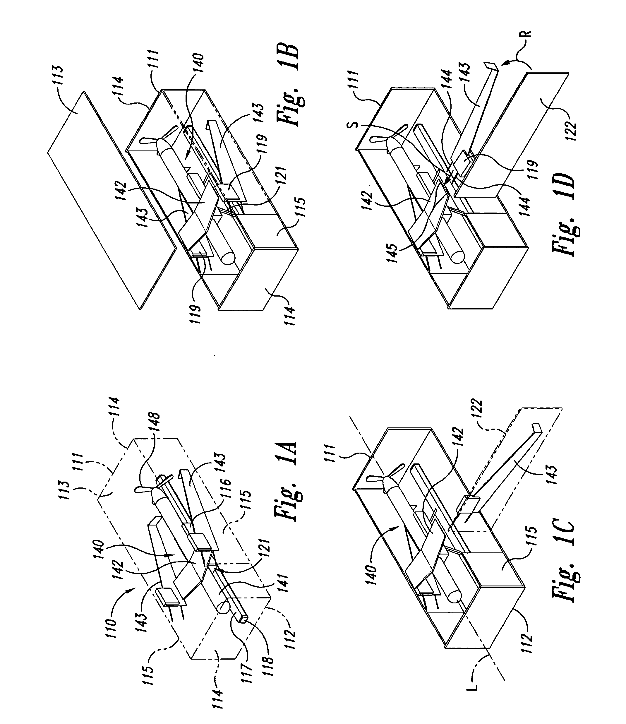 Methods and apparatuses for launching, capturing, and storing unmanned aircraft, including a container having a guide structure for aircraft components