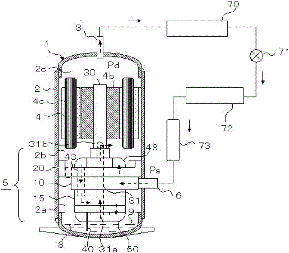 Multi-stage compression type rotary compressor and refrigerating circulating device provided with same