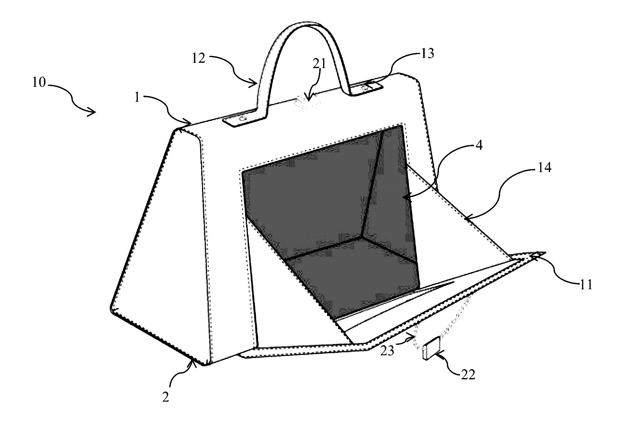 Handbag With Drop Style Opening and Custom Hardware