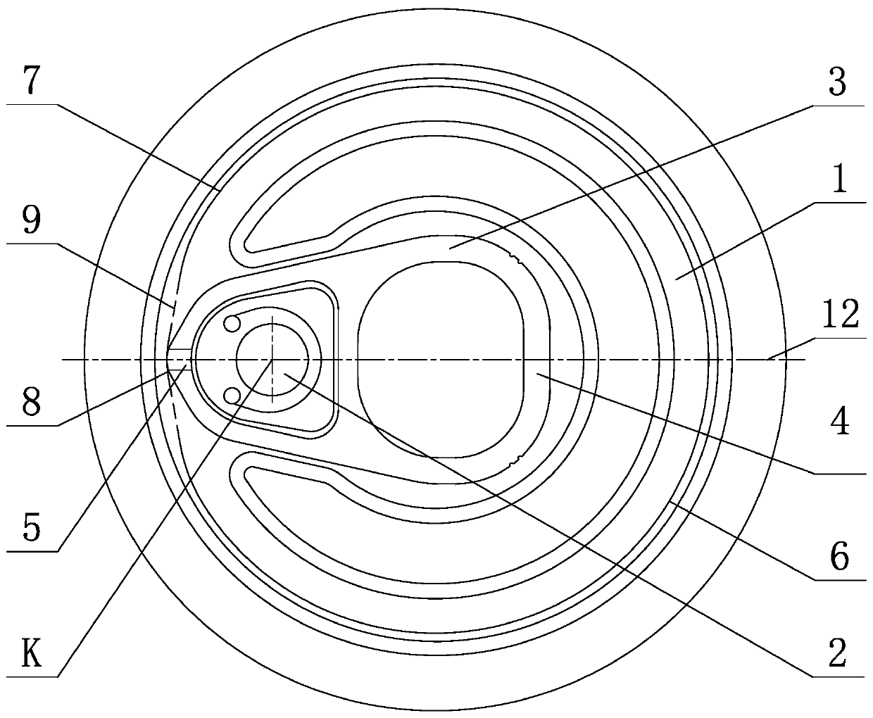 Easy opening cover with novel opening and design method of easy opening cover