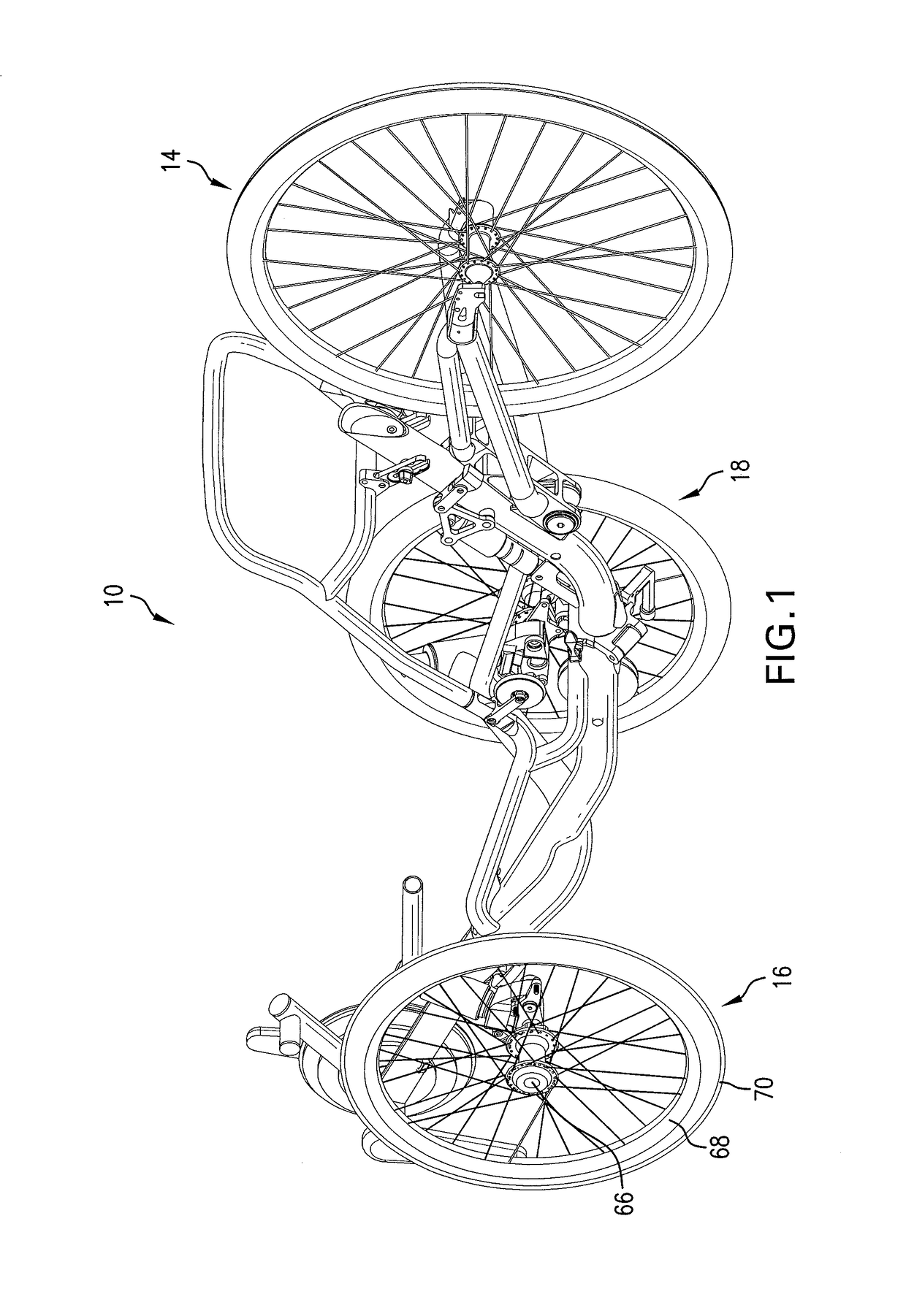 Suspended spindle assembly for recumbent tricyles