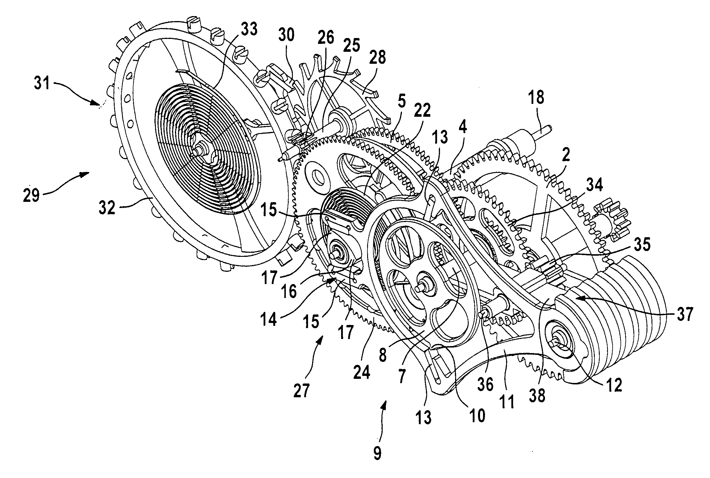 Timepiece with a constant-force device for acting on an oscillating system
