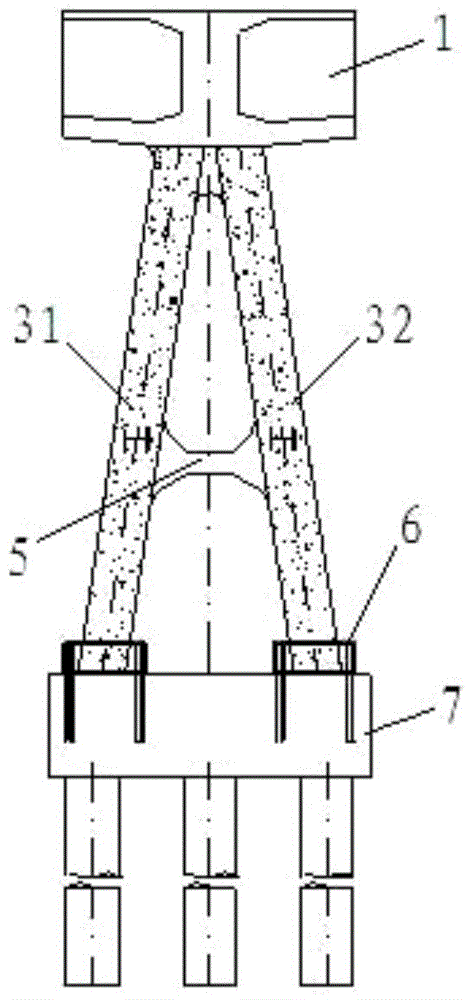 Double-row four-slanting-leg steel-structure gate-type pier