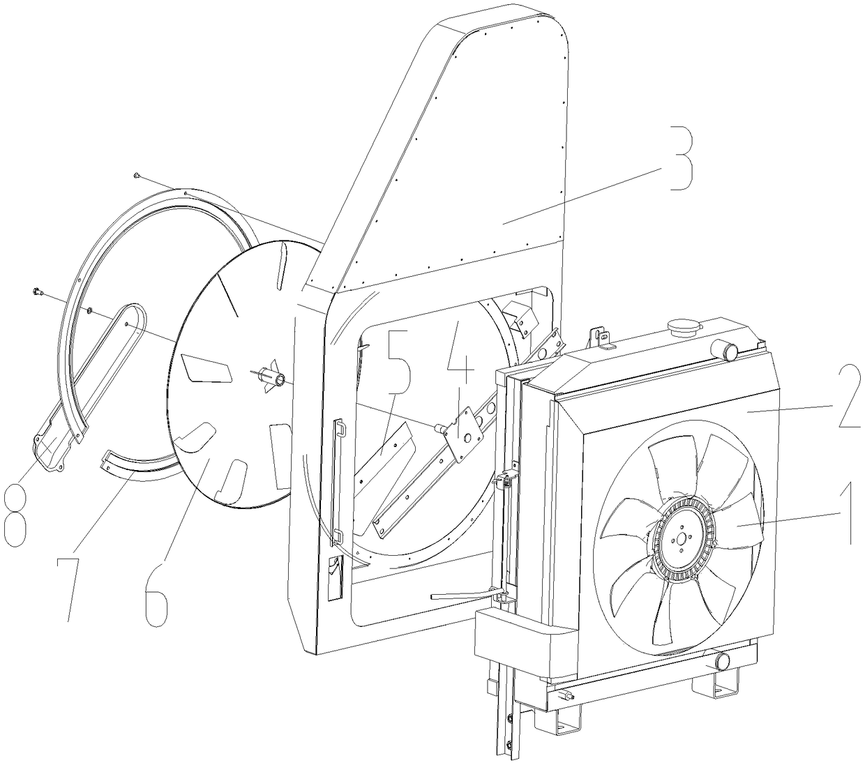A rotating water tank cover dust removal structure and harvester