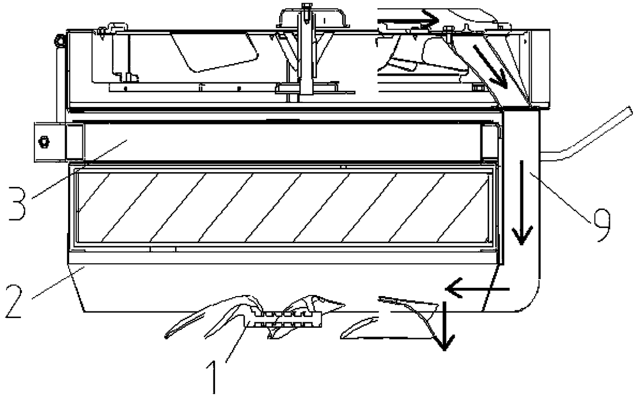 A rotating water tank cover dust removal structure and harvester