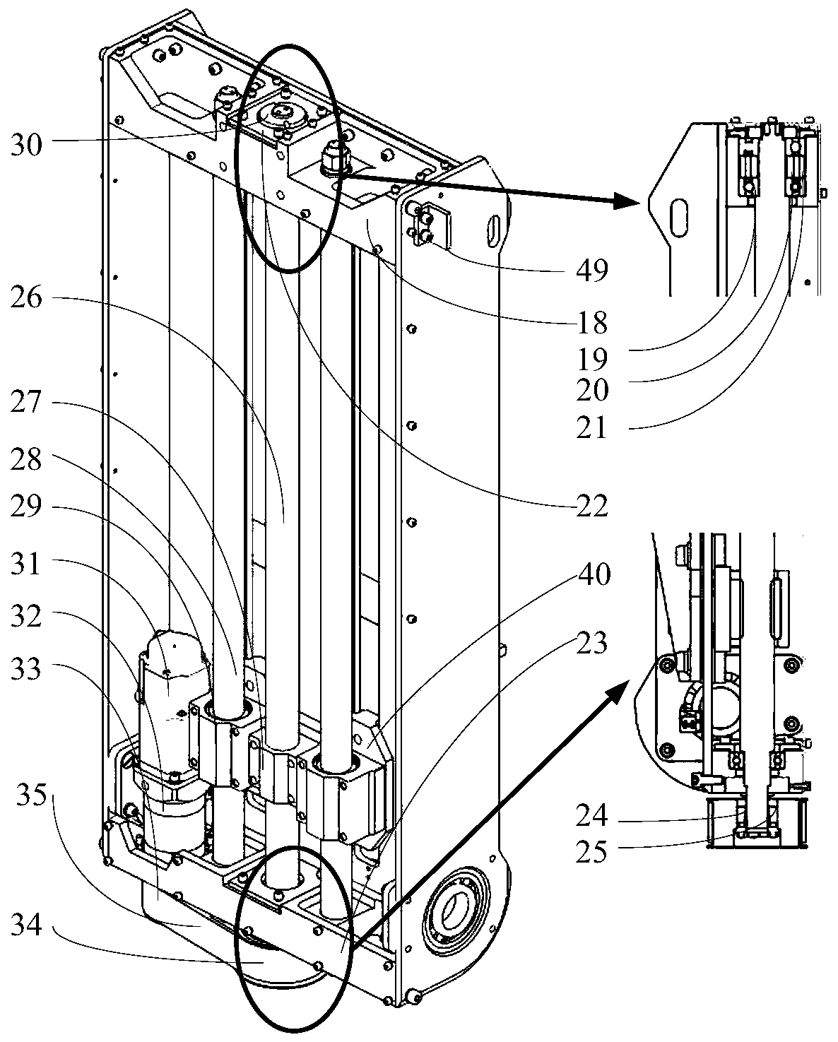 Whole-row feeding and automatic material splitting device and method for strip-shaped permanent magnet block