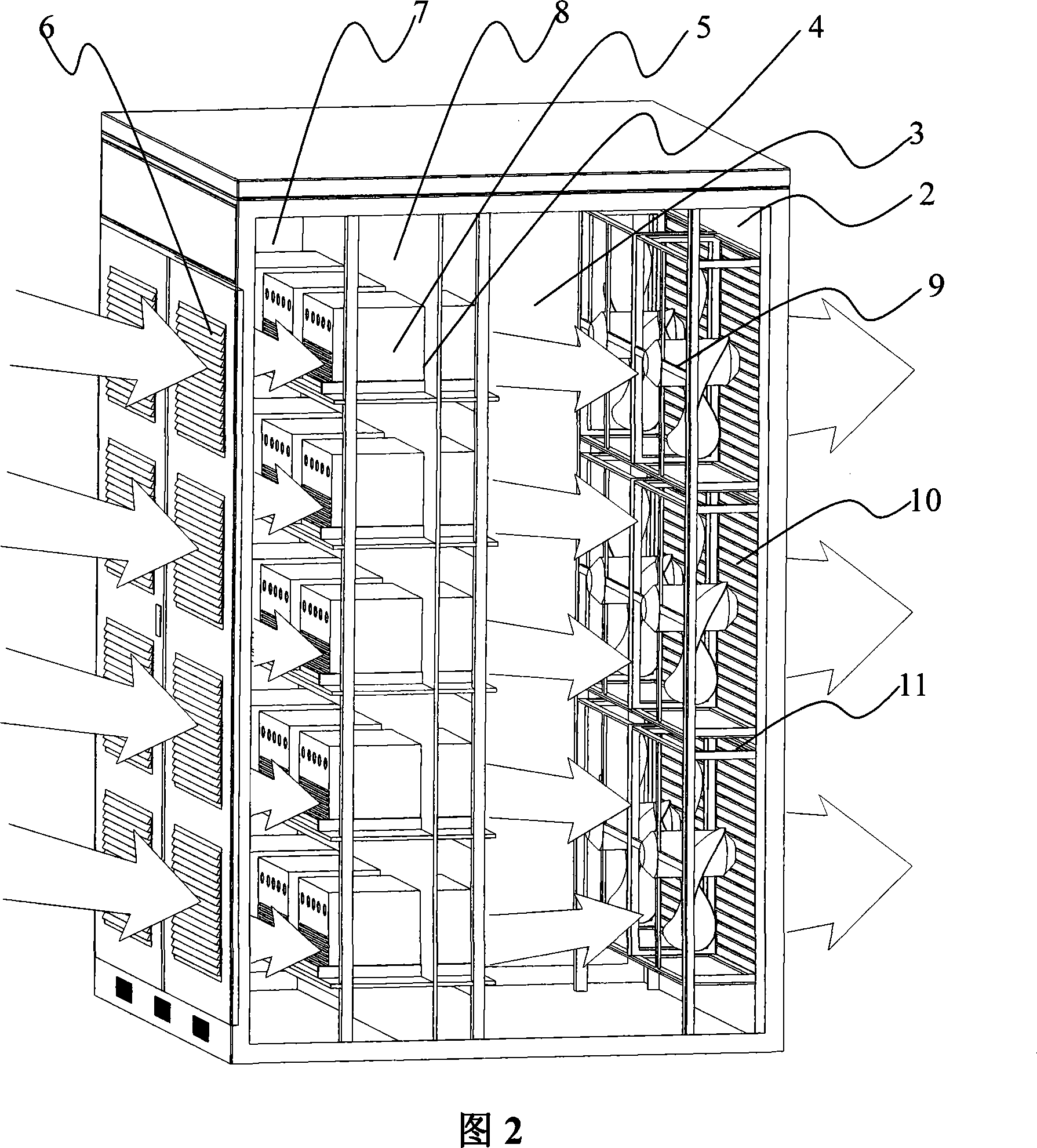 Heat radiation device for middle and high voltage high-power case frequency converter