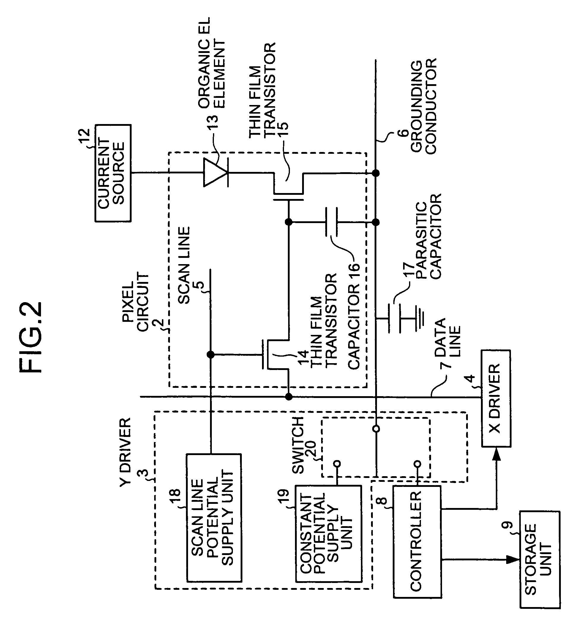 Image display apparatus using current-controlled light emitting element