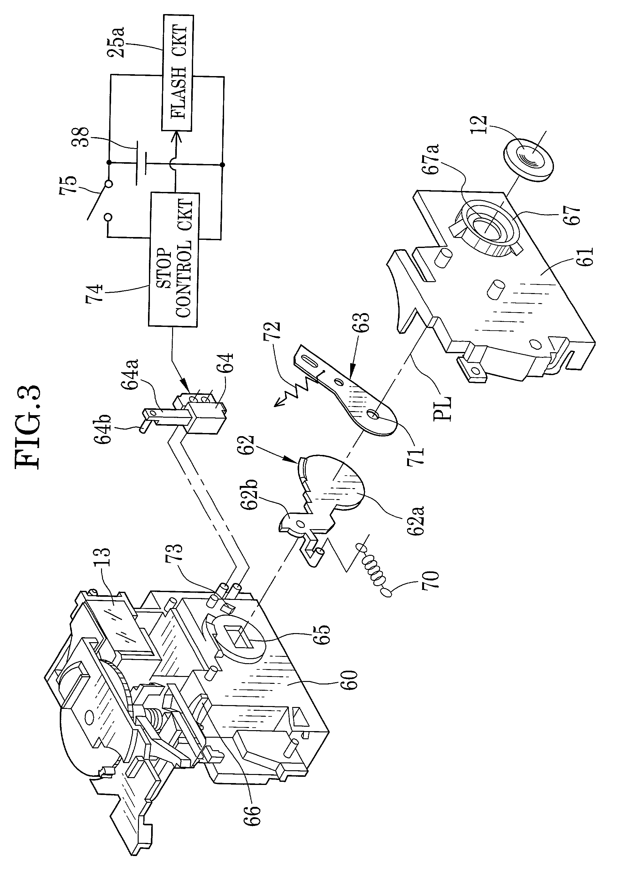 Automatic exposure control device for a camera