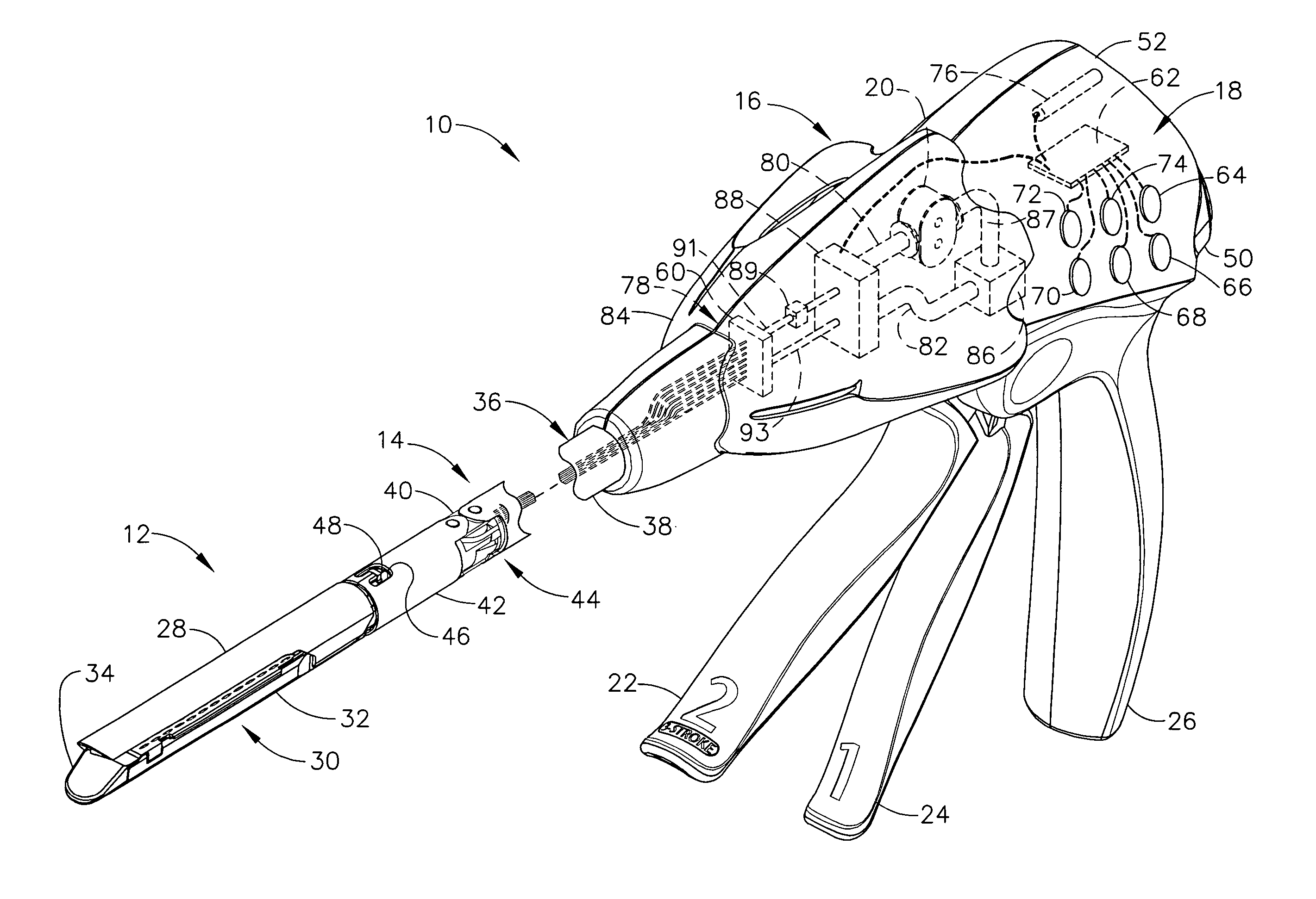 Rotary hydraulic pump actuated multi-stroke surgical instrument