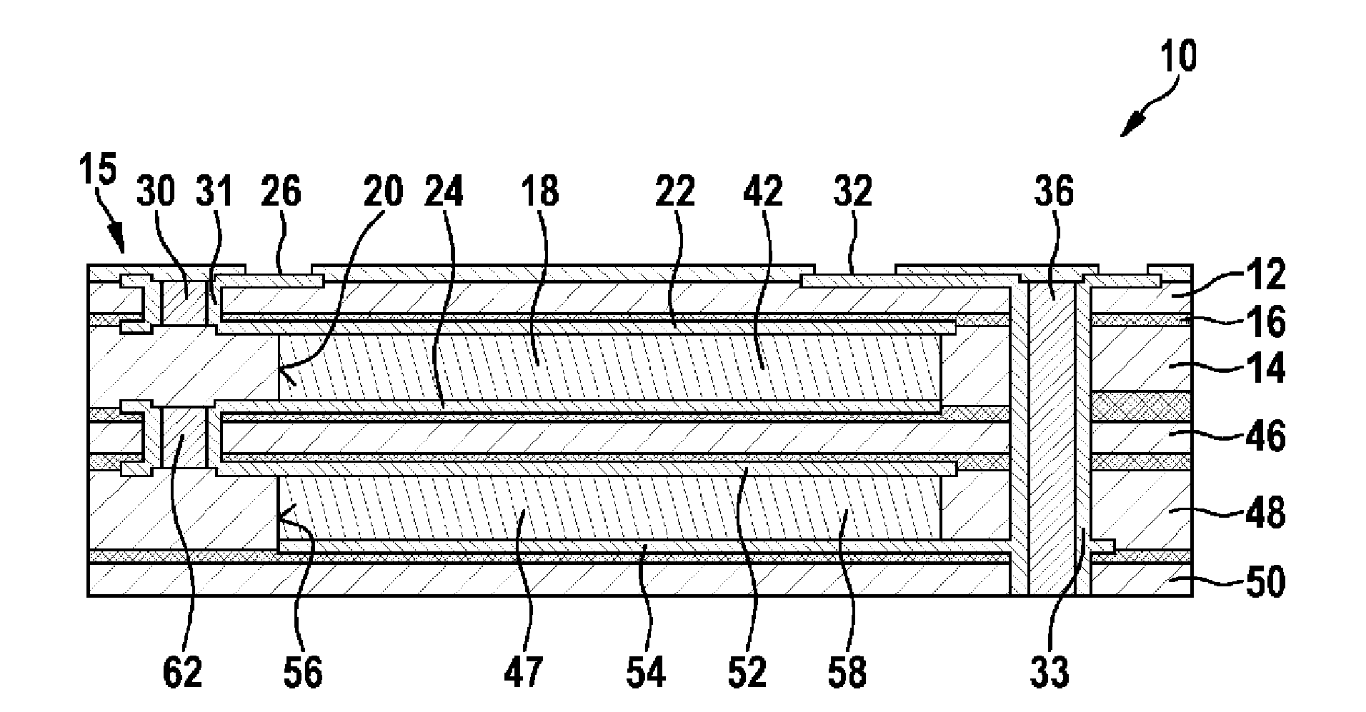 Carrier for electrical circuit with integrated energy store