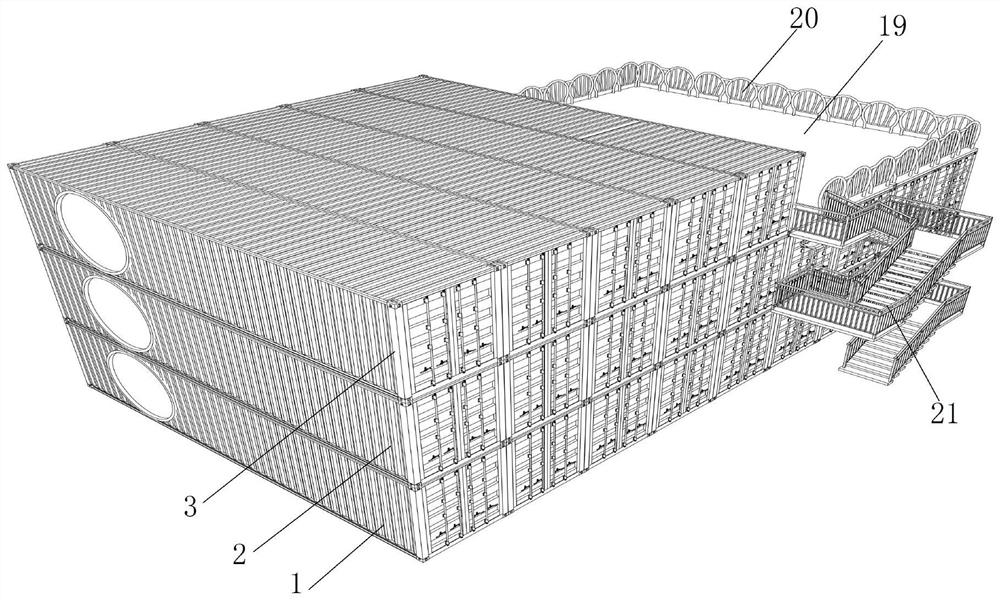 Large-space mobile snow park container and construction method thereof