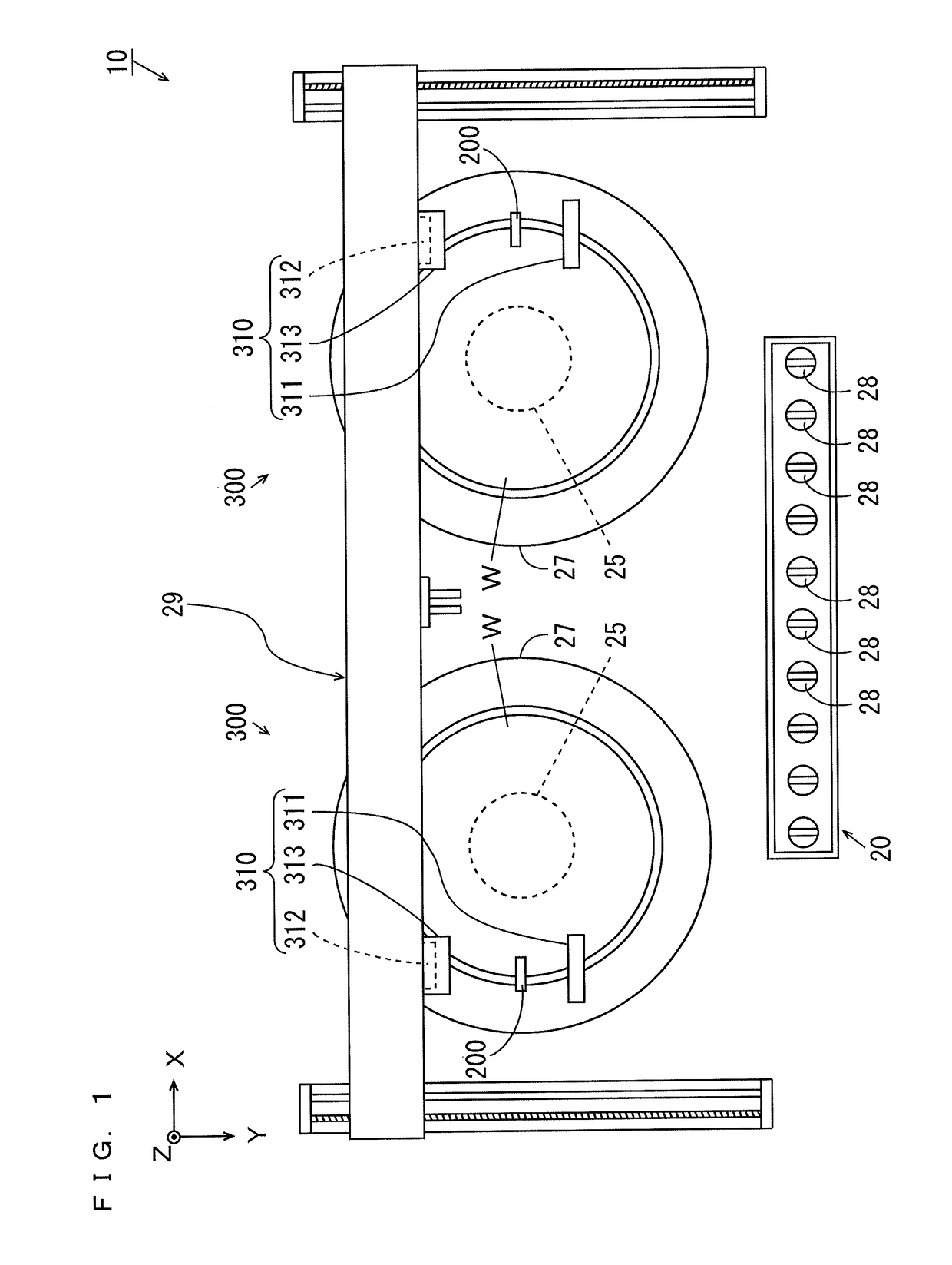 Peripheral portion processing device and peripheral portion processing method