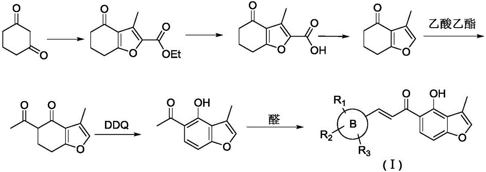 Substituted furan chalcone derivative and preparation method thereof